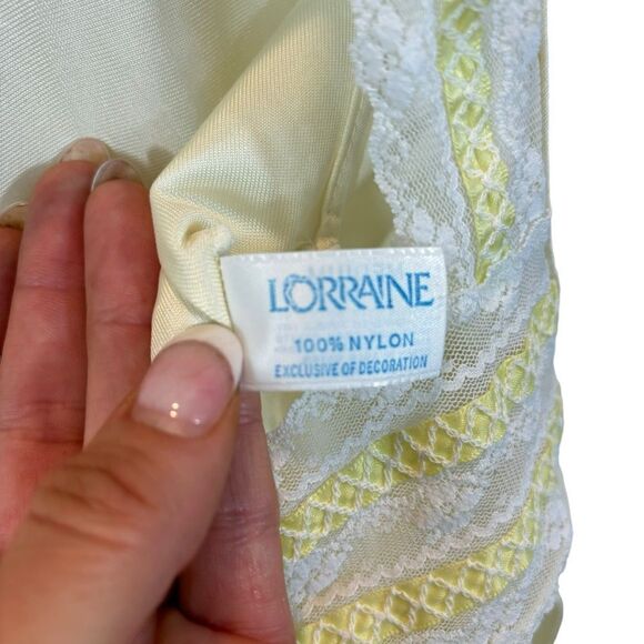 Ladies Vintage 60/70’s Lorraine Brand Yellow Ribbon and Lace Detail Slip Medium - Picture 6 of 10